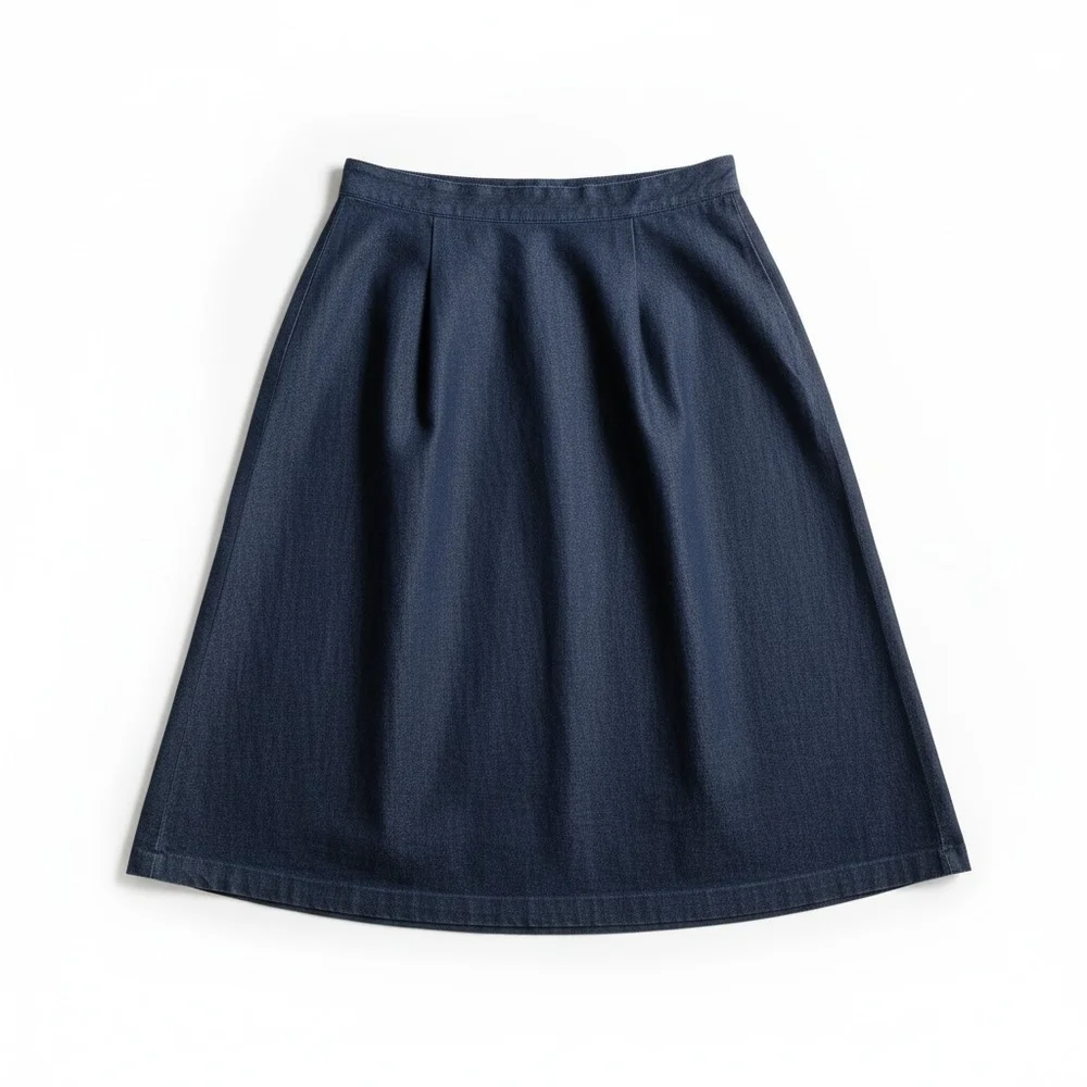 Laura Ashley Blue Linen Blend Size 10 Lined Pockets Classic Midi Vintage A-Line